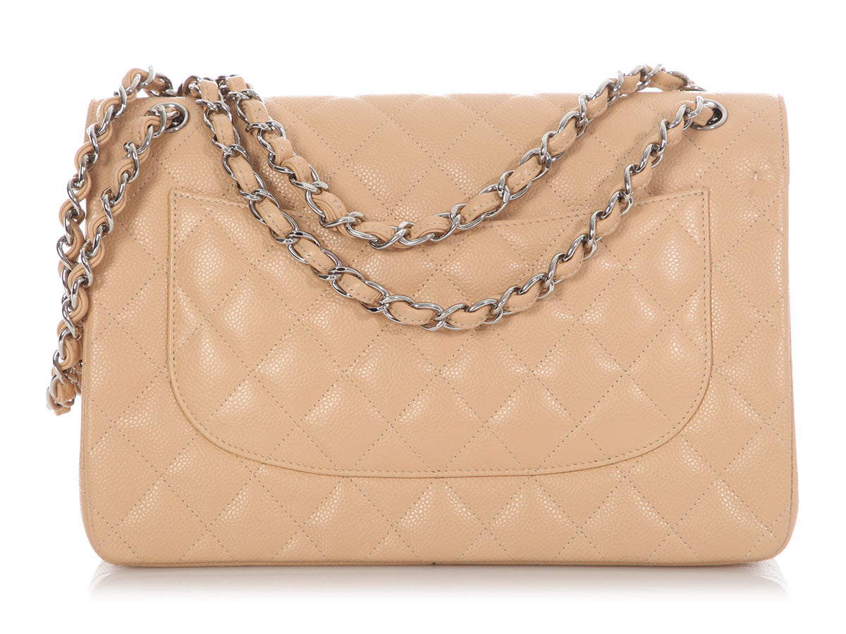 Chanel Jumbo Light Beige Quilted Caviar Classic Double Flap - Image 5