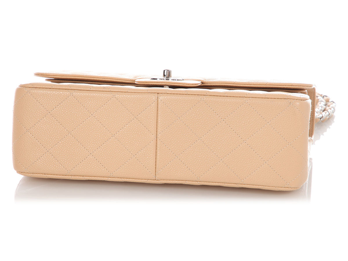 Chanel Jumbo Light Beige Quilted Caviar Classic Double Flap - Image 7