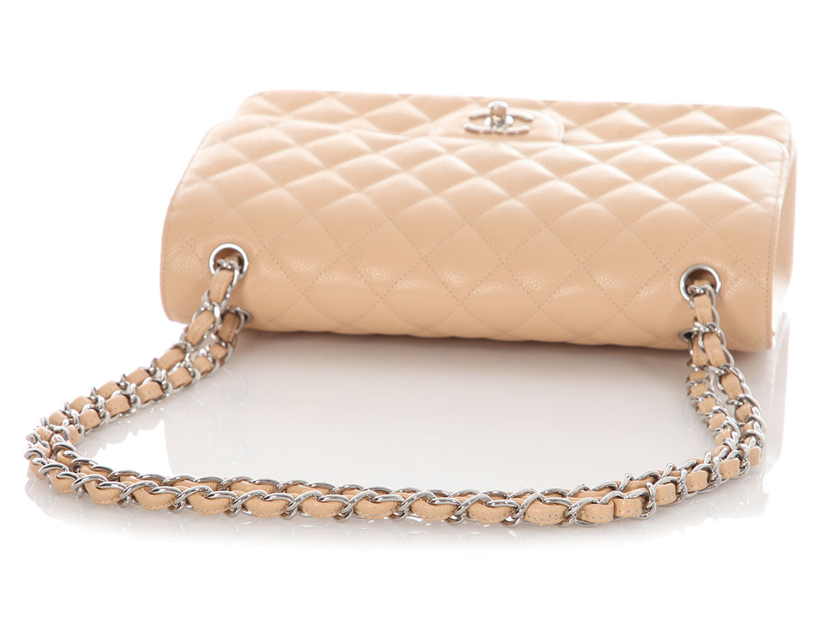 Chanel Jumbo Light Beige Quilted Caviar Classic Double Flap - Image 8