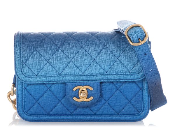 Chanel Blue Ombre Quilted Caviar Sunset on the Sea Waist Bag