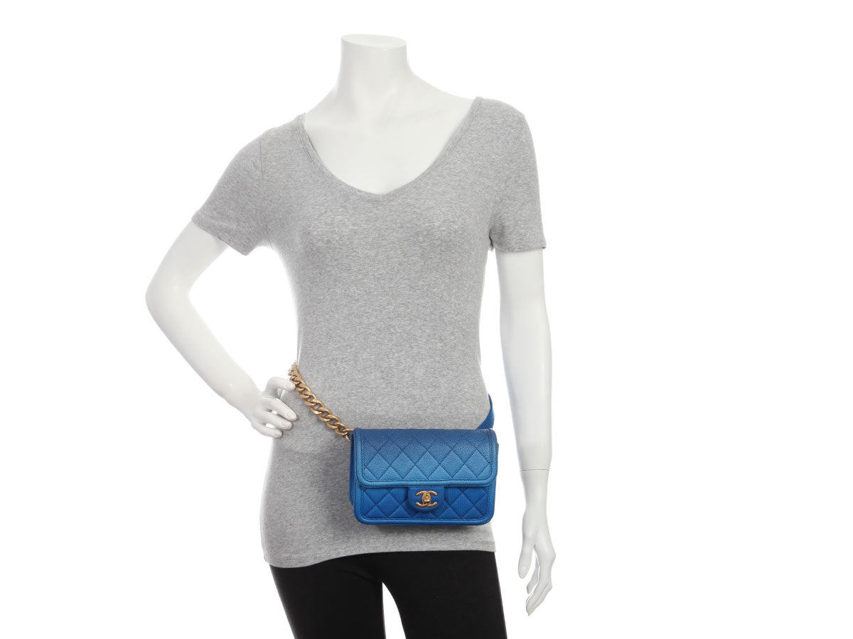 Chanel Blue Ombre Quilted Caviar Sunset on the Sea Waist Bag - Image 9