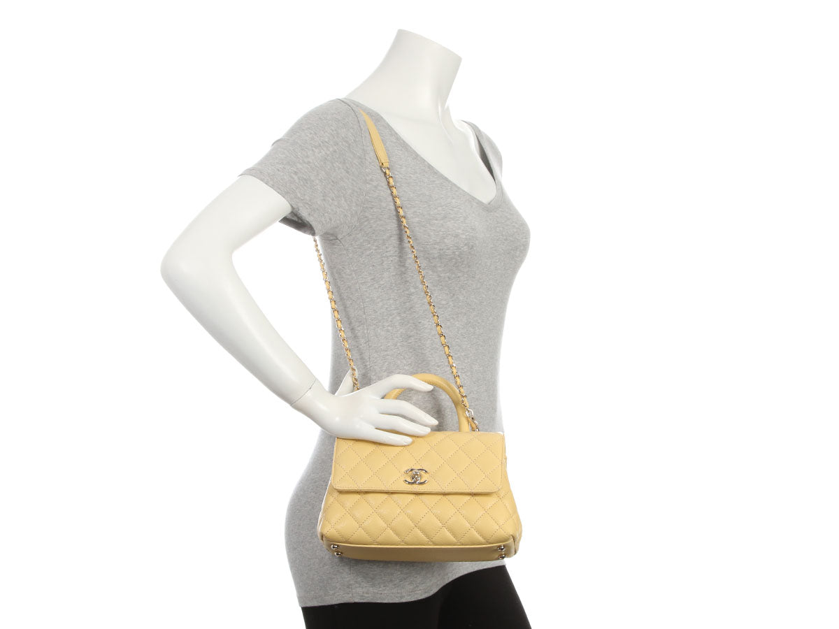 Chanel Light Yellow Small Coco Handle Bag - Image 10