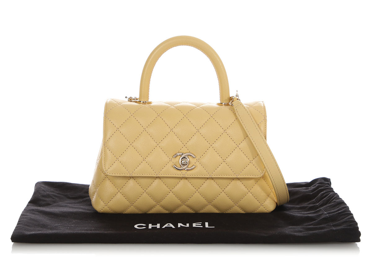 Chanel Light Yellow Small Coco Handle Bag - Image 2