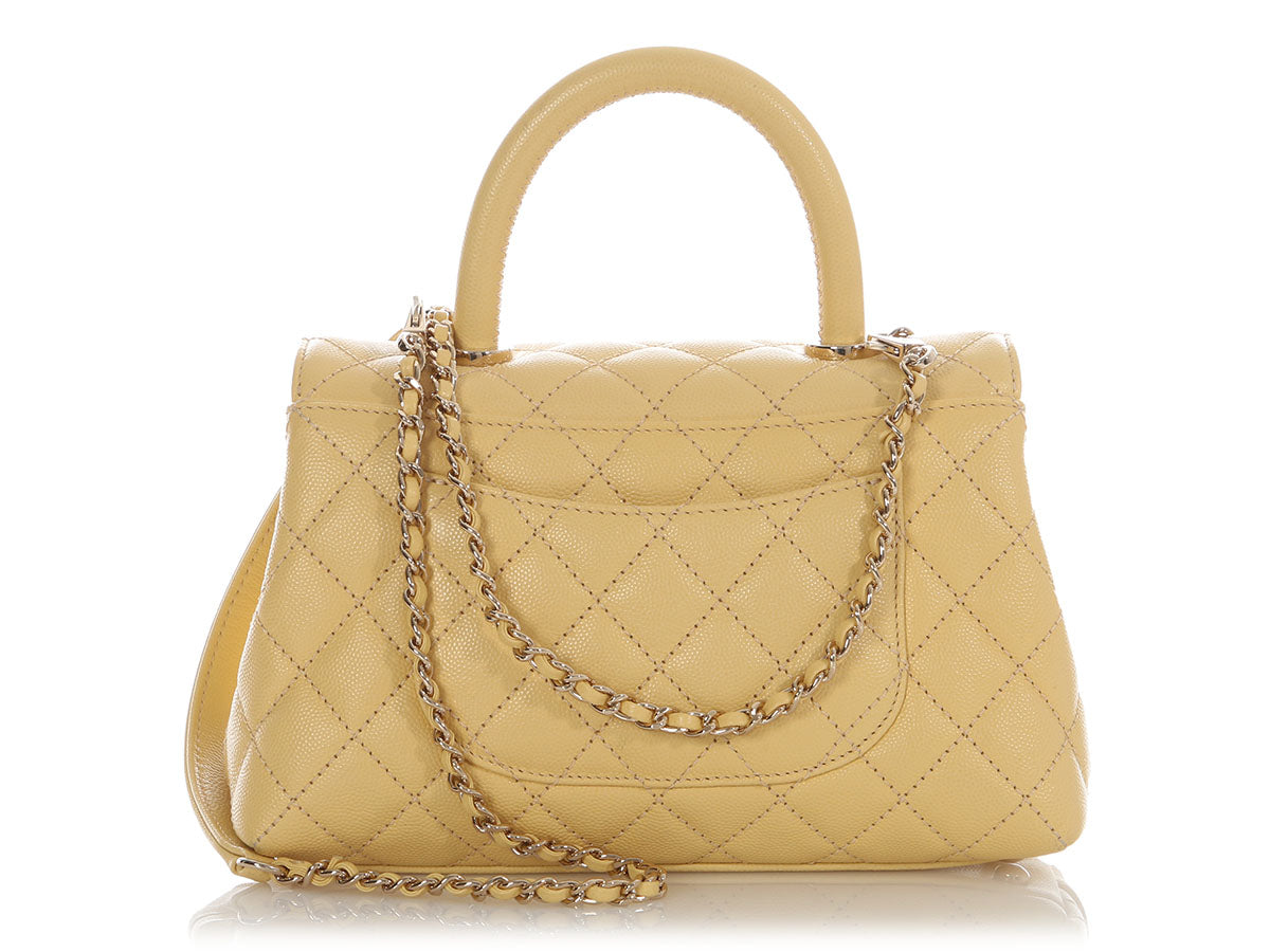 Chanel Light Yellow Small Coco Handle Bag - Image 5