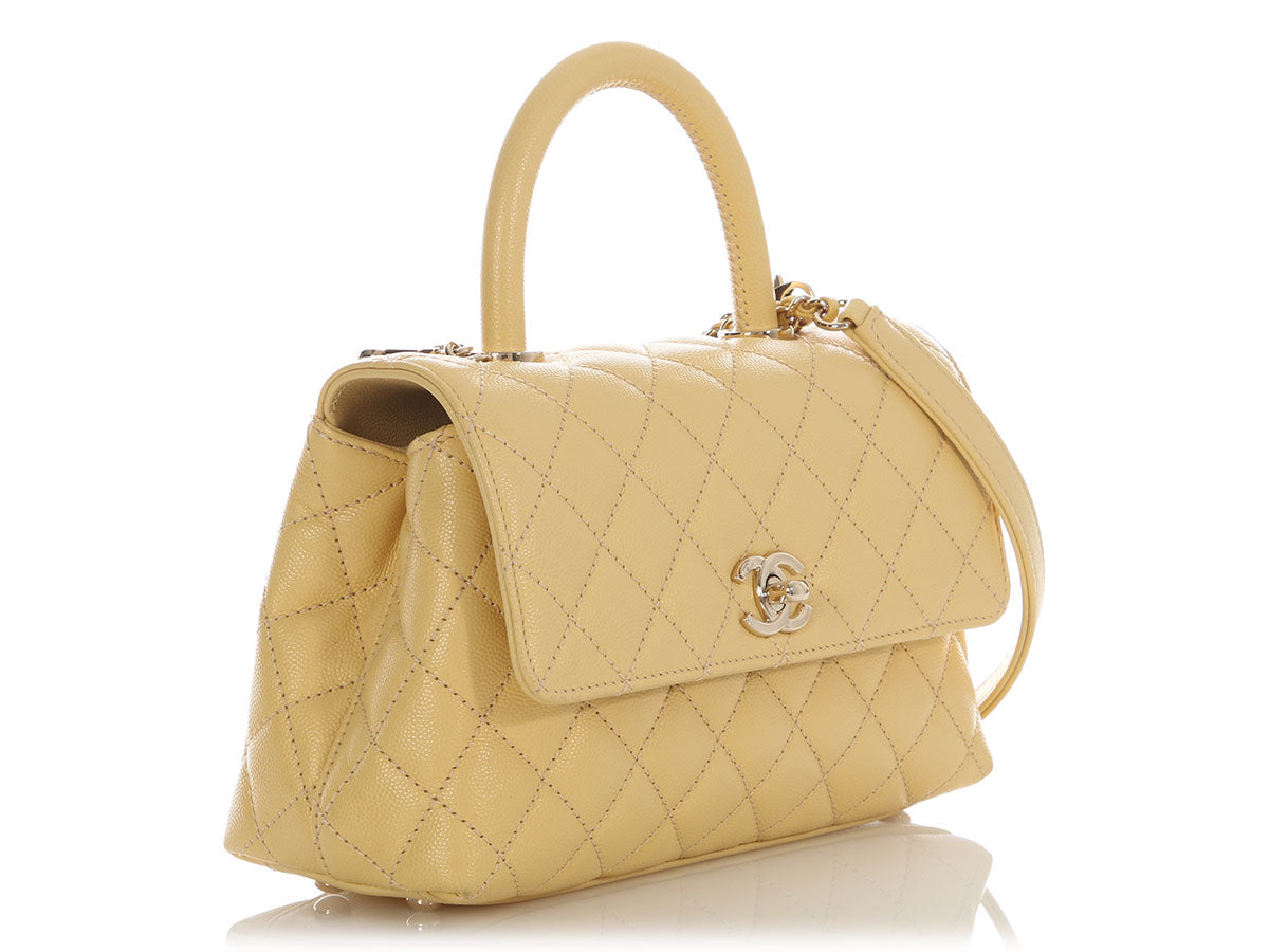 Chanel Light Yellow Small Coco Handle Bag - Image 6