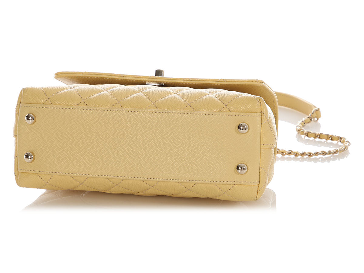 Chanel Light Yellow Small Coco Handle Bag - Image 7