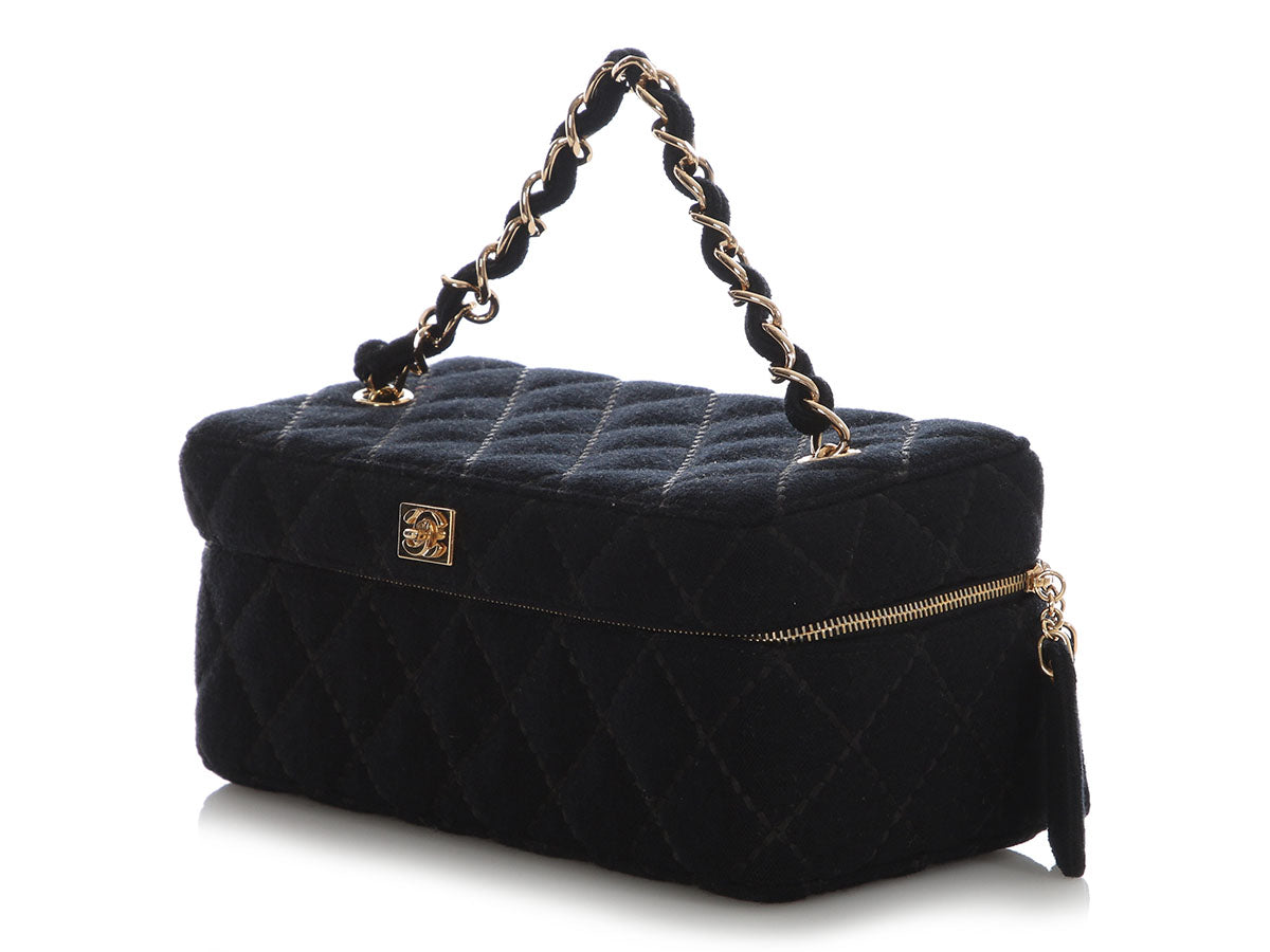 Chanel Vintage Black Jersey Vanity Case - Image 3