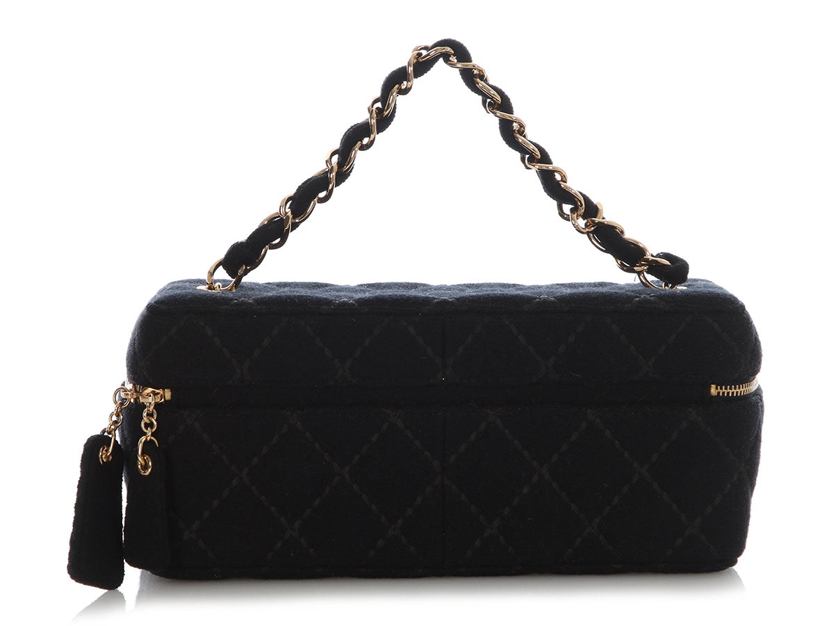 Chanel Vintage Black Jersey Vanity Case - Image 4