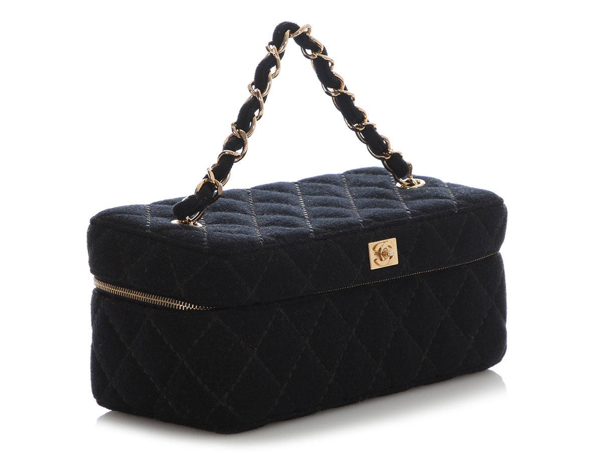 Chanel Vintage Black Jersey Vanity Case - Image 5