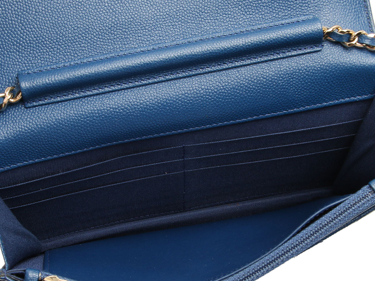 Chanel Blue Quilted Caviar Boy Wallet on Chain - Image 9