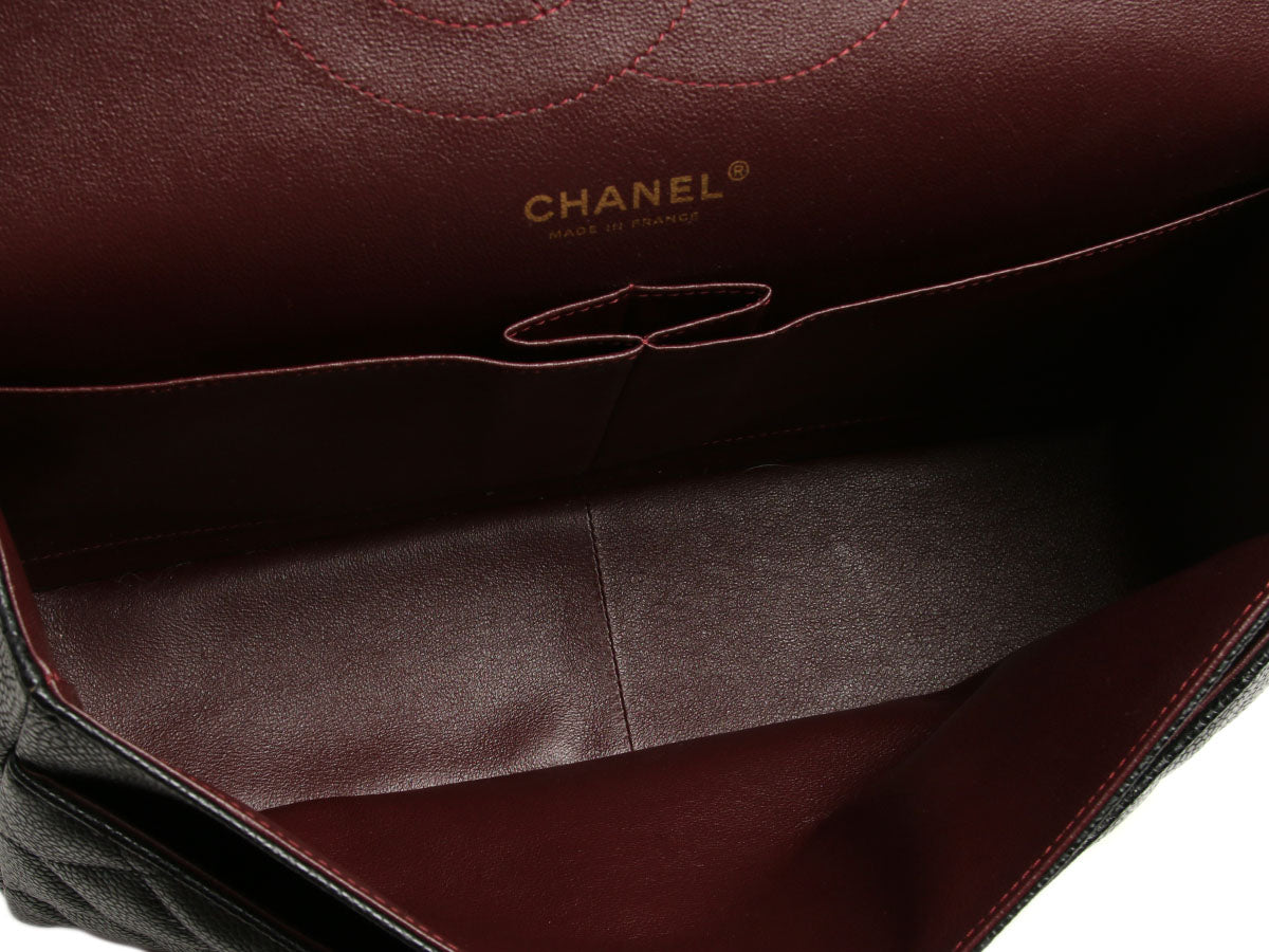Chanel Jumbo Black Quilted Caviar Classic Double Flap - Image 8