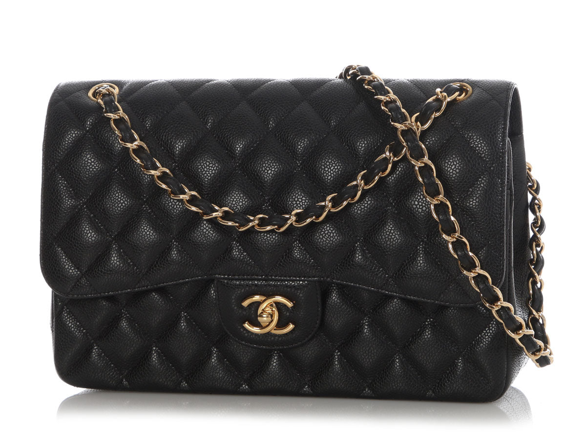 Chanel Jumbo Black Quilted Caviar Classic Double Flap - Image 2