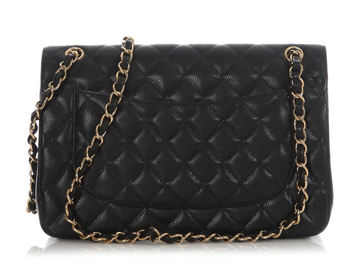 Chanel Jumbo Black Quilted Caviar Classic Double Flap - Image 4