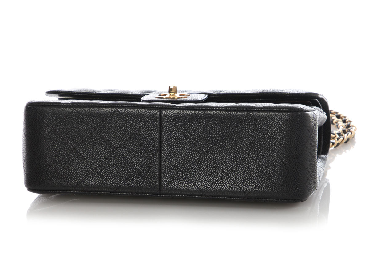 Chanel Jumbo Black Quilted Caviar Classic Double Flap - Image 6