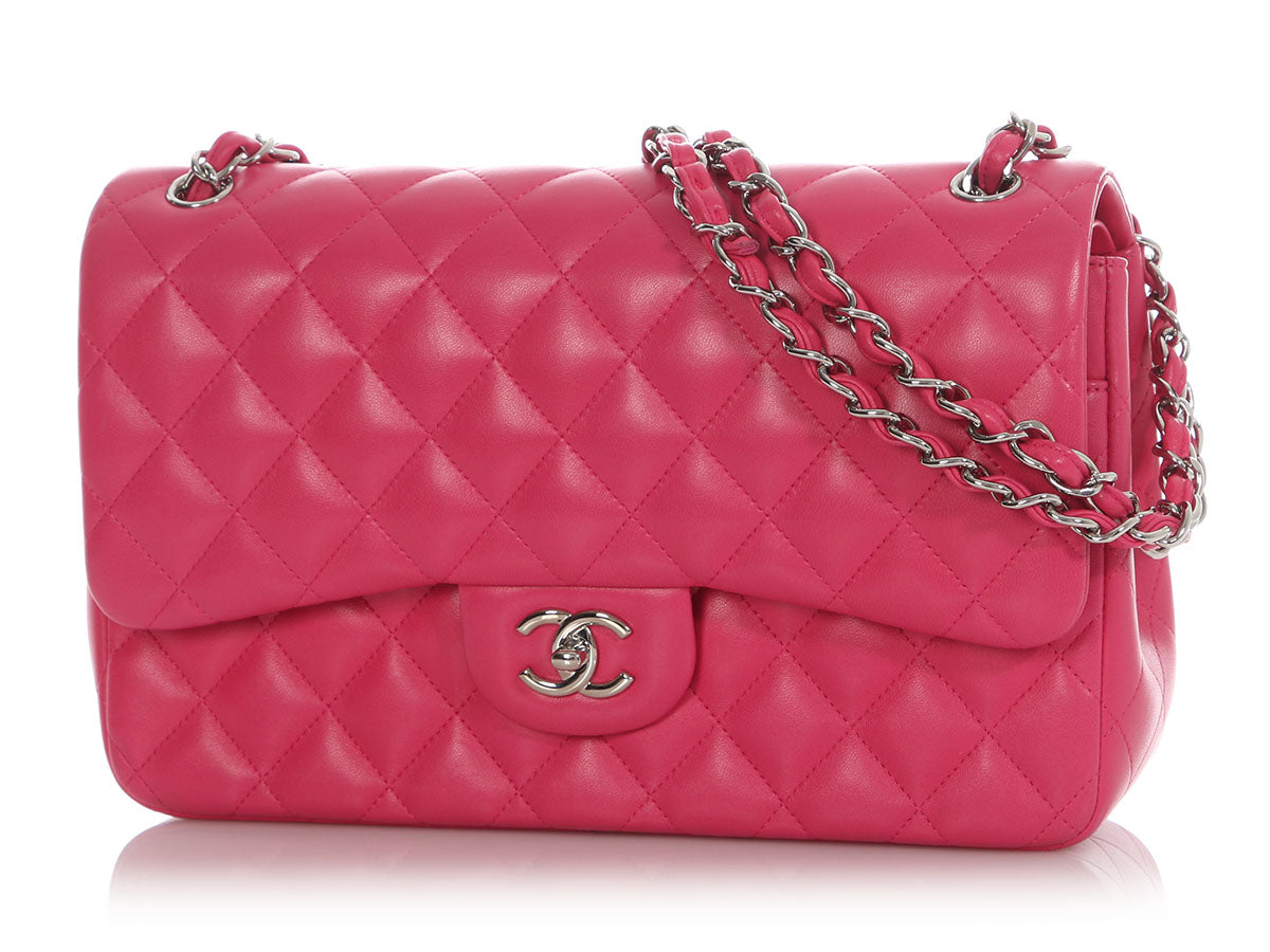 Chanel Jumbo Pink Quilted Lambskin Classic Double Flap - Image 3