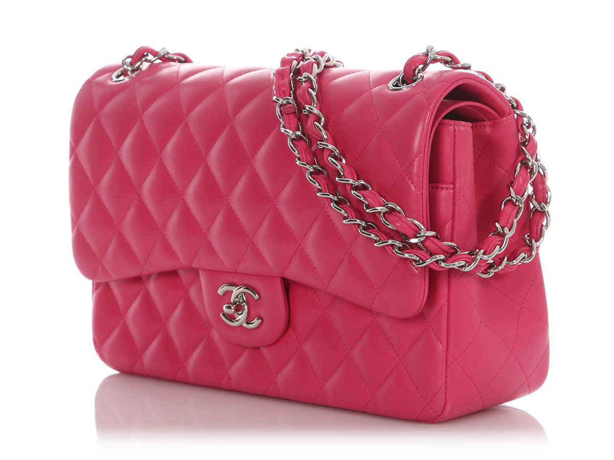 Chanel Jumbo Pink Quilted Lambskin Classic Double Flap - Image 4