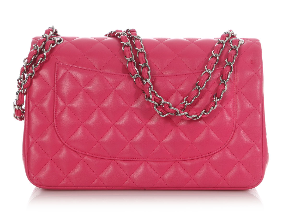Chanel Jumbo Pink Quilted Lambskin Classic Double Flap - Image 5