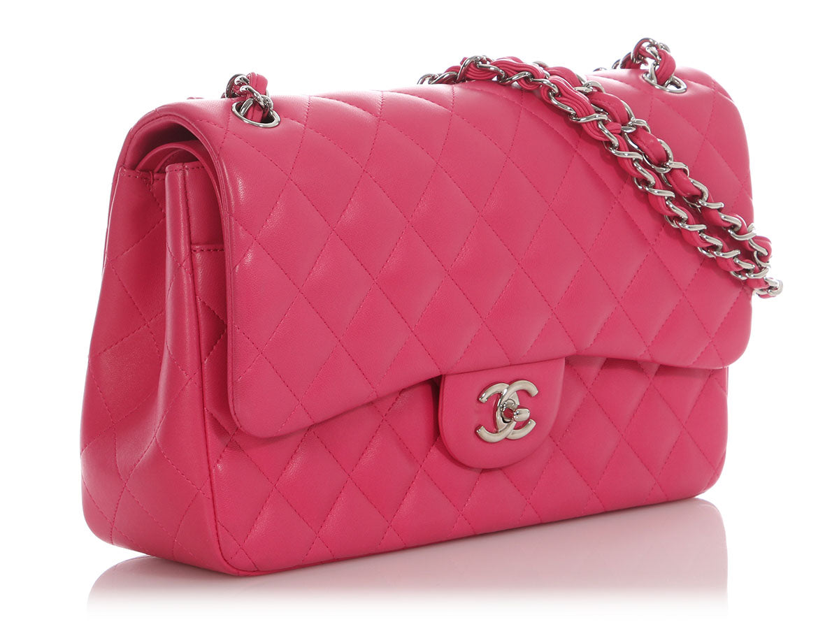 Chanel Jumbo Pink Quilted Lambskin Classic Double Flap - Image 6