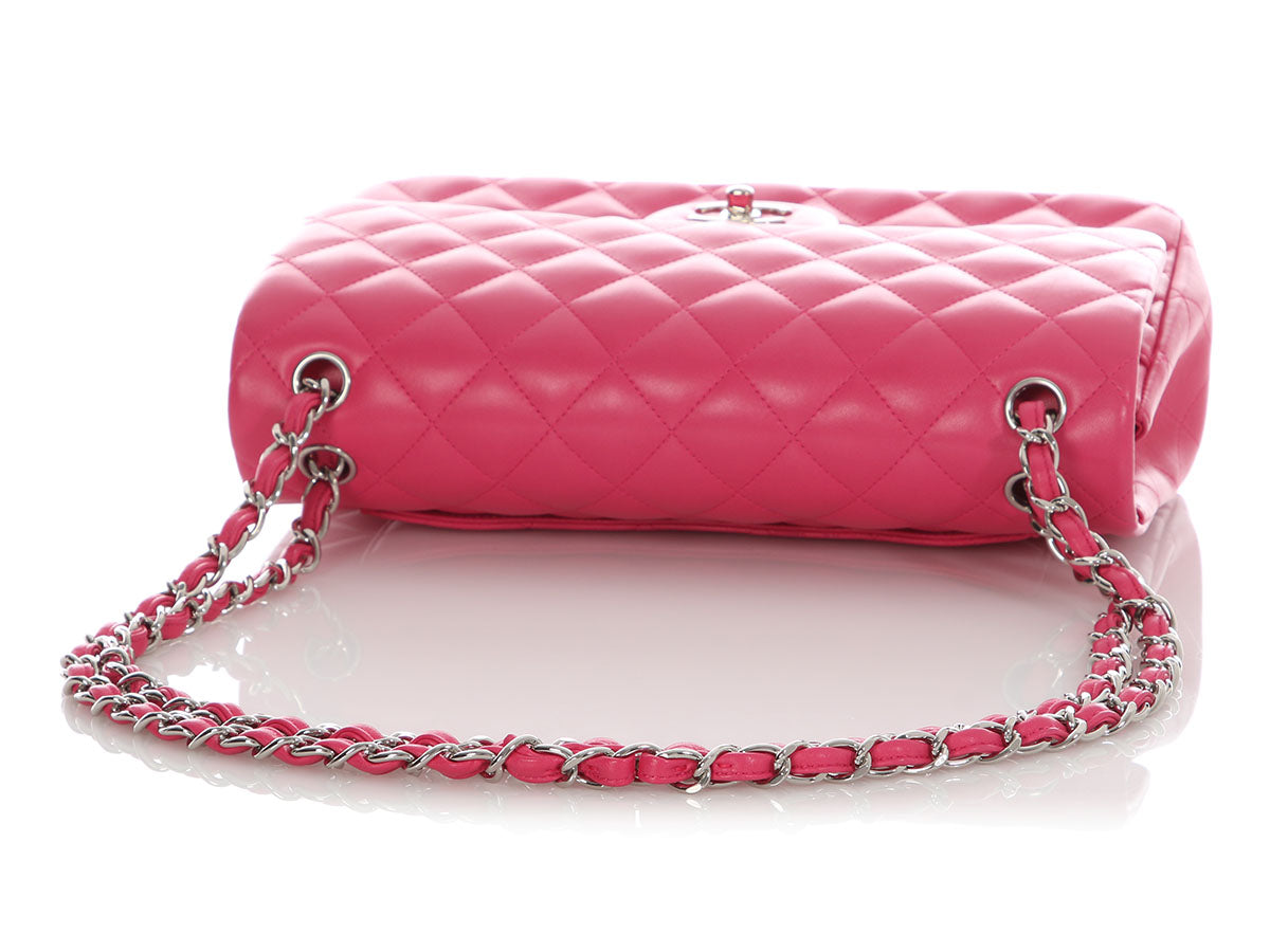 Chanel Jumbo Pink Quilted Lambskin Classic Double Flap - Image 8