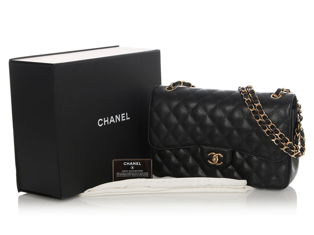 Chanel Jumbo Black Quilted Caviar Classic Double Flap - Image 2