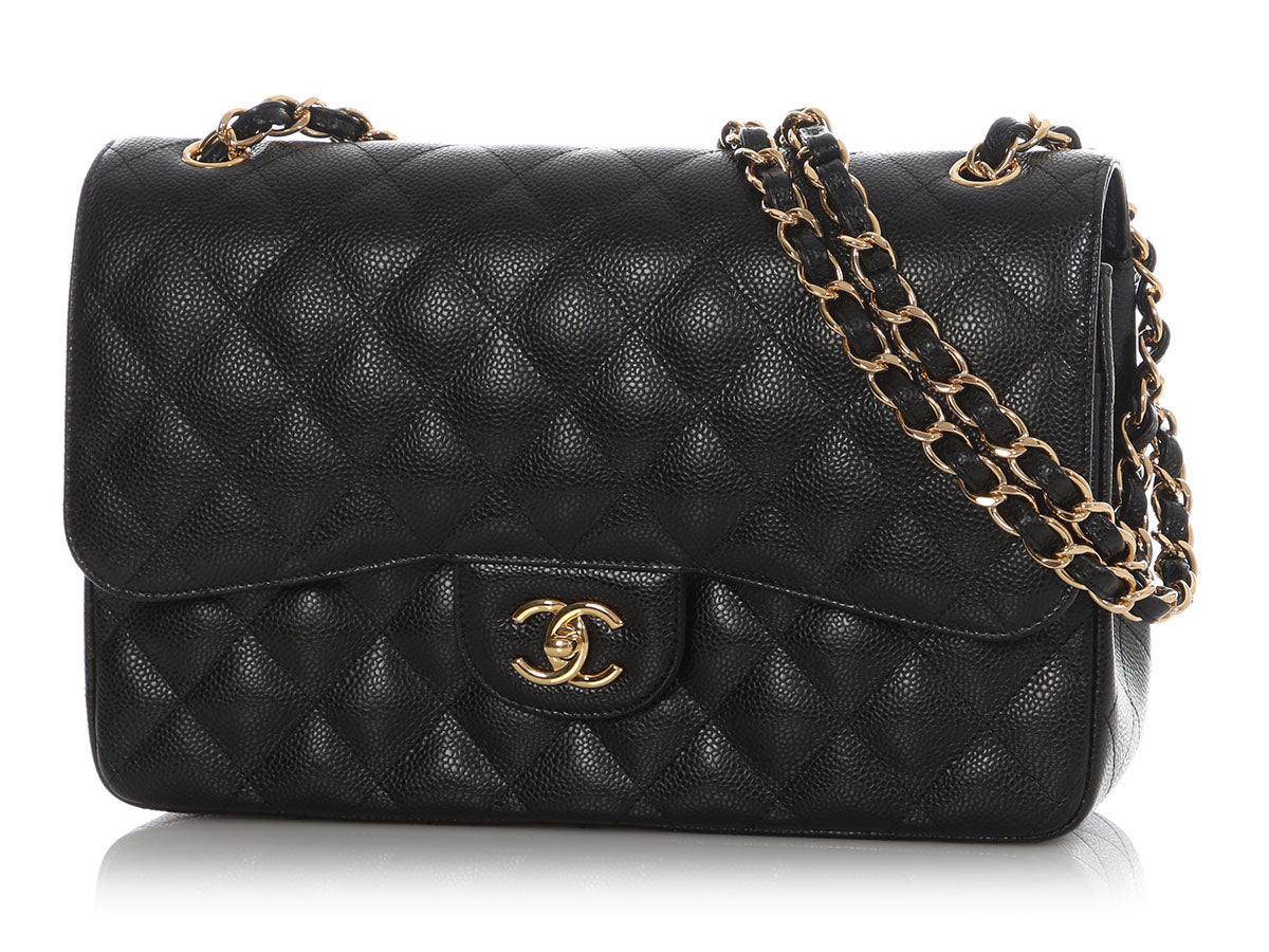 Chanel Jumbo Black Quilted Caviar Classic Double Flap - Image 3