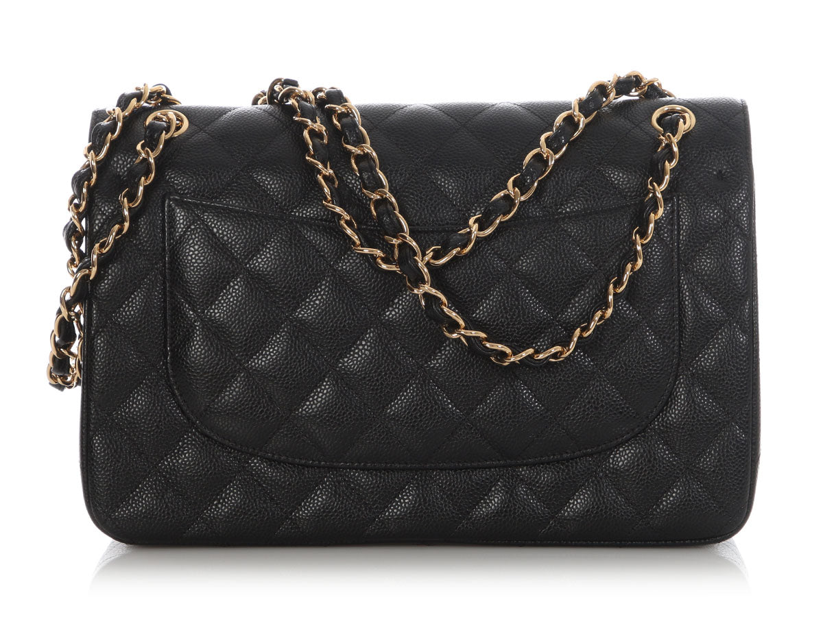 Chanel Jumbo Black Quilted Caviar Classic Double Flap - Image 5