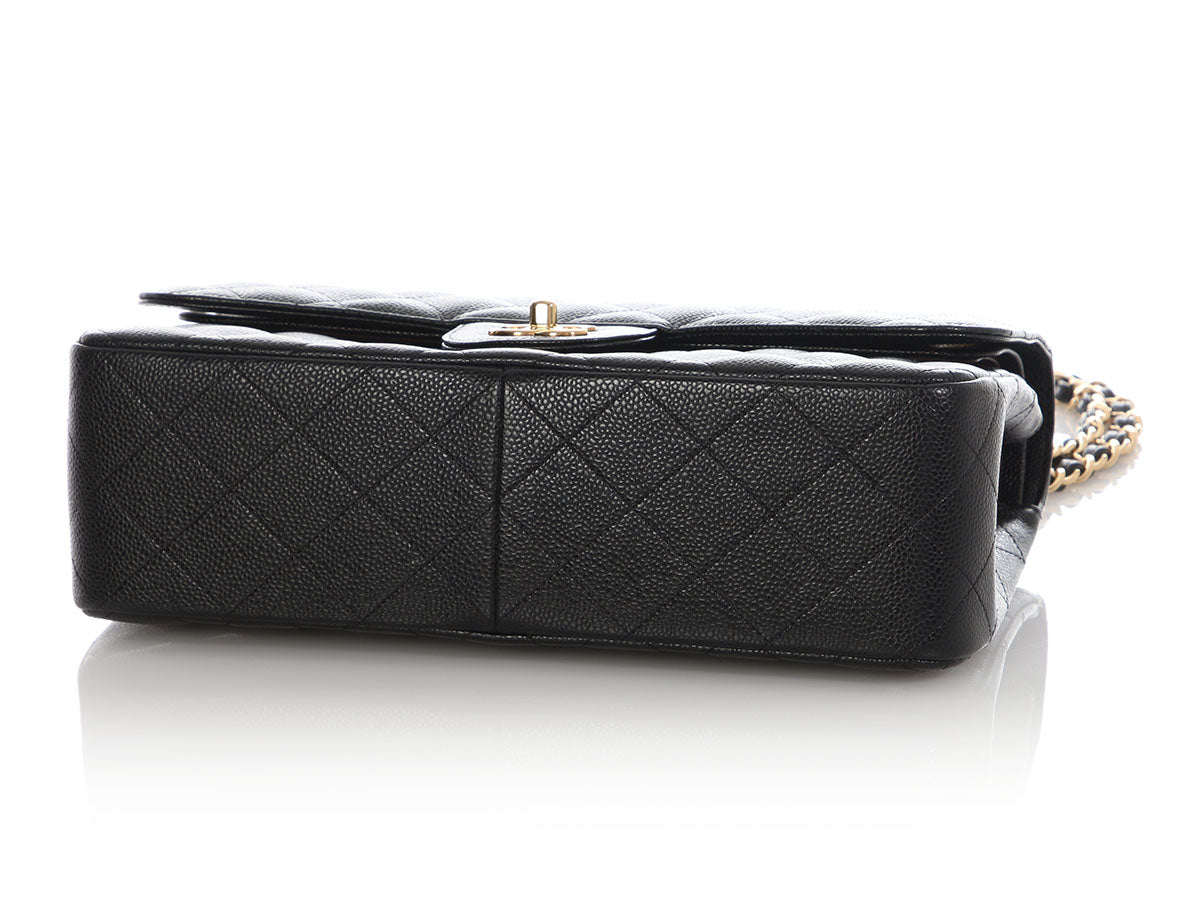 Chanel Jumbo Black Quilted Caviar Classic Double Flap - Image 7