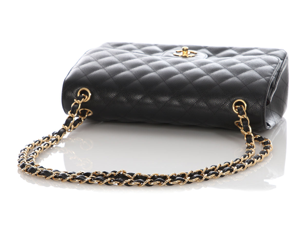 Chanel Jumbo Black Quilted Caviar Classic Double Flap - Image 8