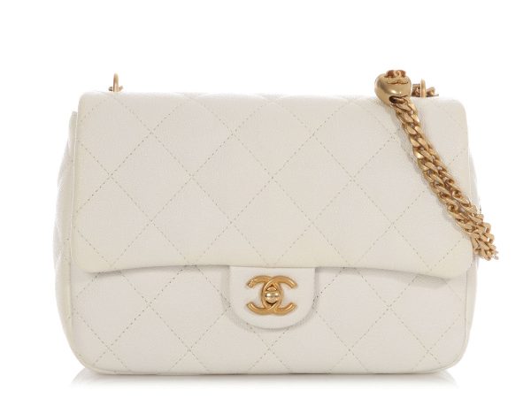 Chanel Medium White Caviar Crush Flap