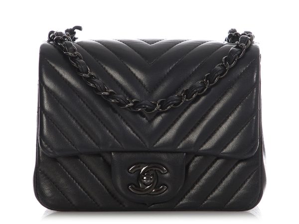 Chanel Mini So Black Chevron-Quilted Lambskin Rectangular Classic