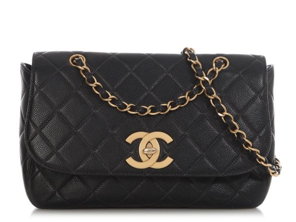 Chanel Vintage Black Quilted Caviar Flap