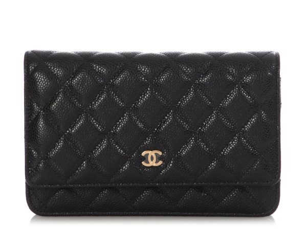 Chanel Black Quilted Caviar Wallet on Chain WOC