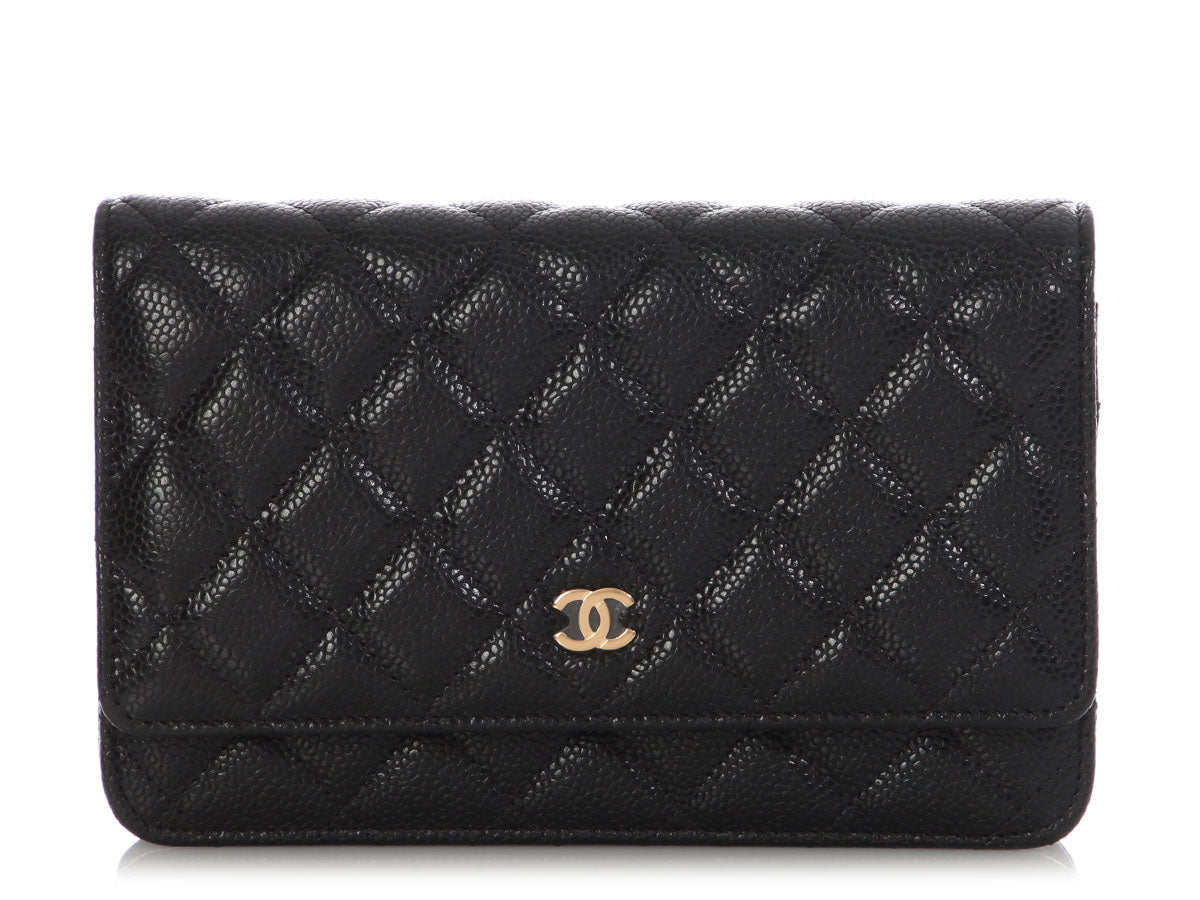 Chanel Black Quilted Caviar Wallet on Chain WOC