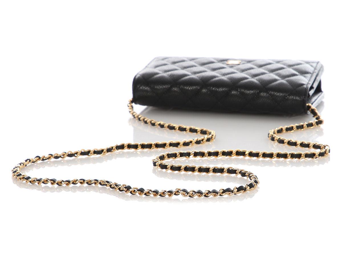 Chanel Black Quilted Caviar Wallet on Chain WOC - Image 8
