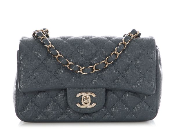 Chanel Mini Dark Gray Quilted Caviar Classic