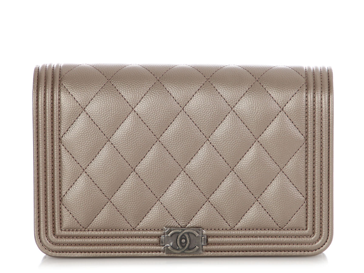 Chanel Bronze Quilted Caviar Boy Wallet on Chain WOC