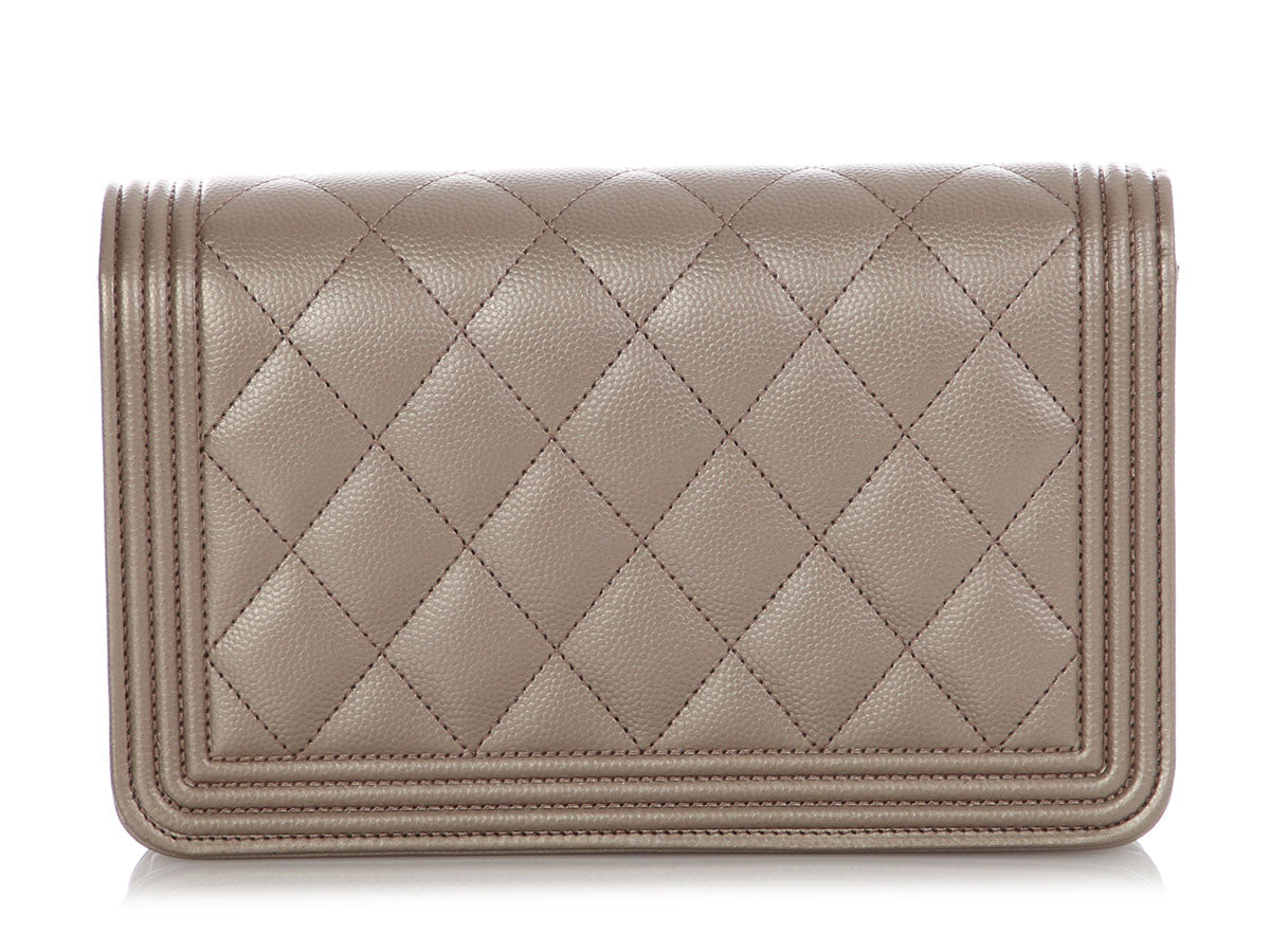 Chanel Bronze Quilted Caviar Boy Wallet on Chain WOC - Image 5