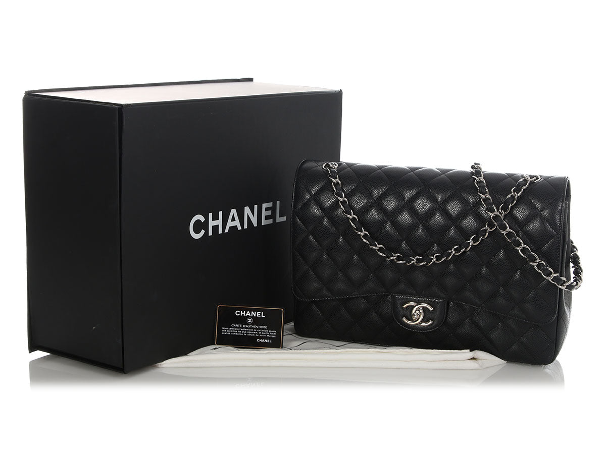 Chanel Maxi Black Quilted Caviar Classic Double Flap - Image 2
