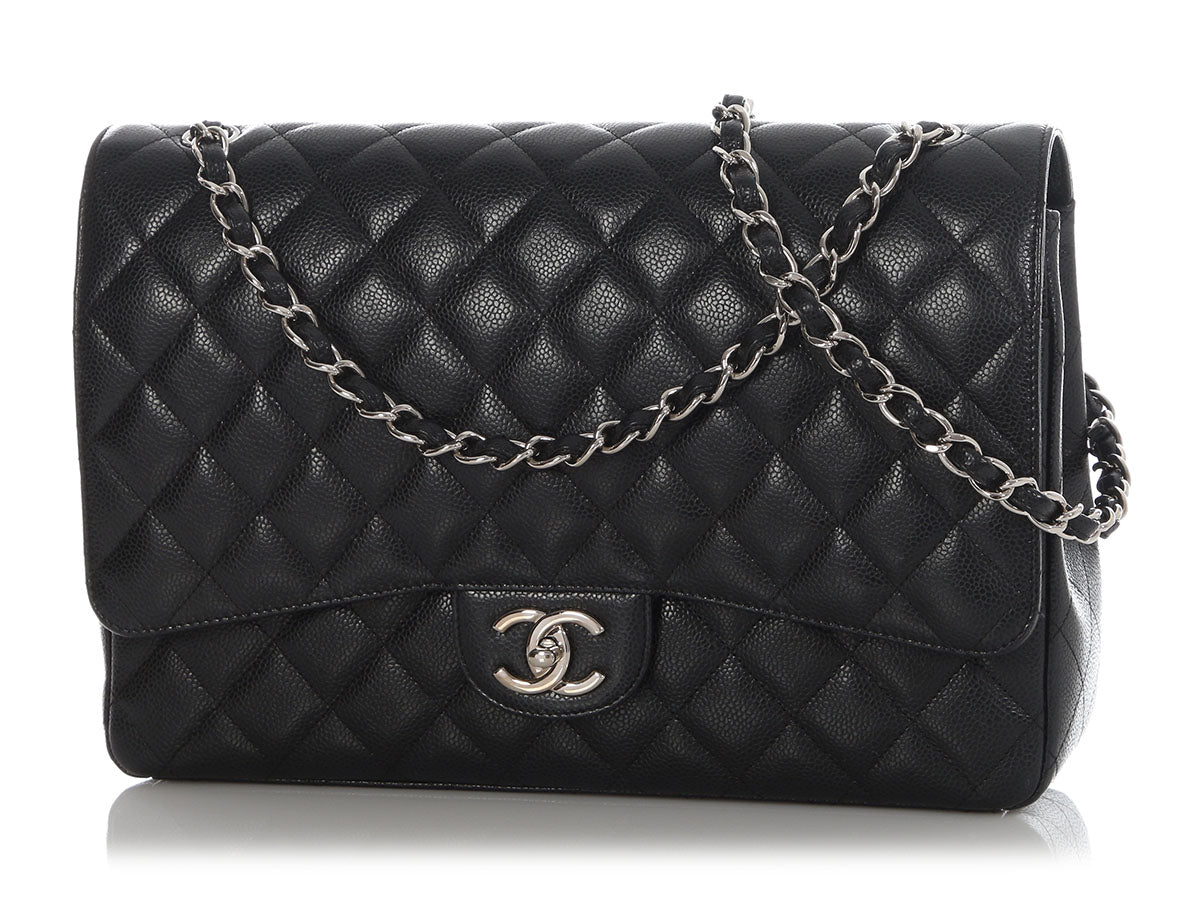 Chanel Maxi Black Quilted Caviar Classic Double Flap - Image 3