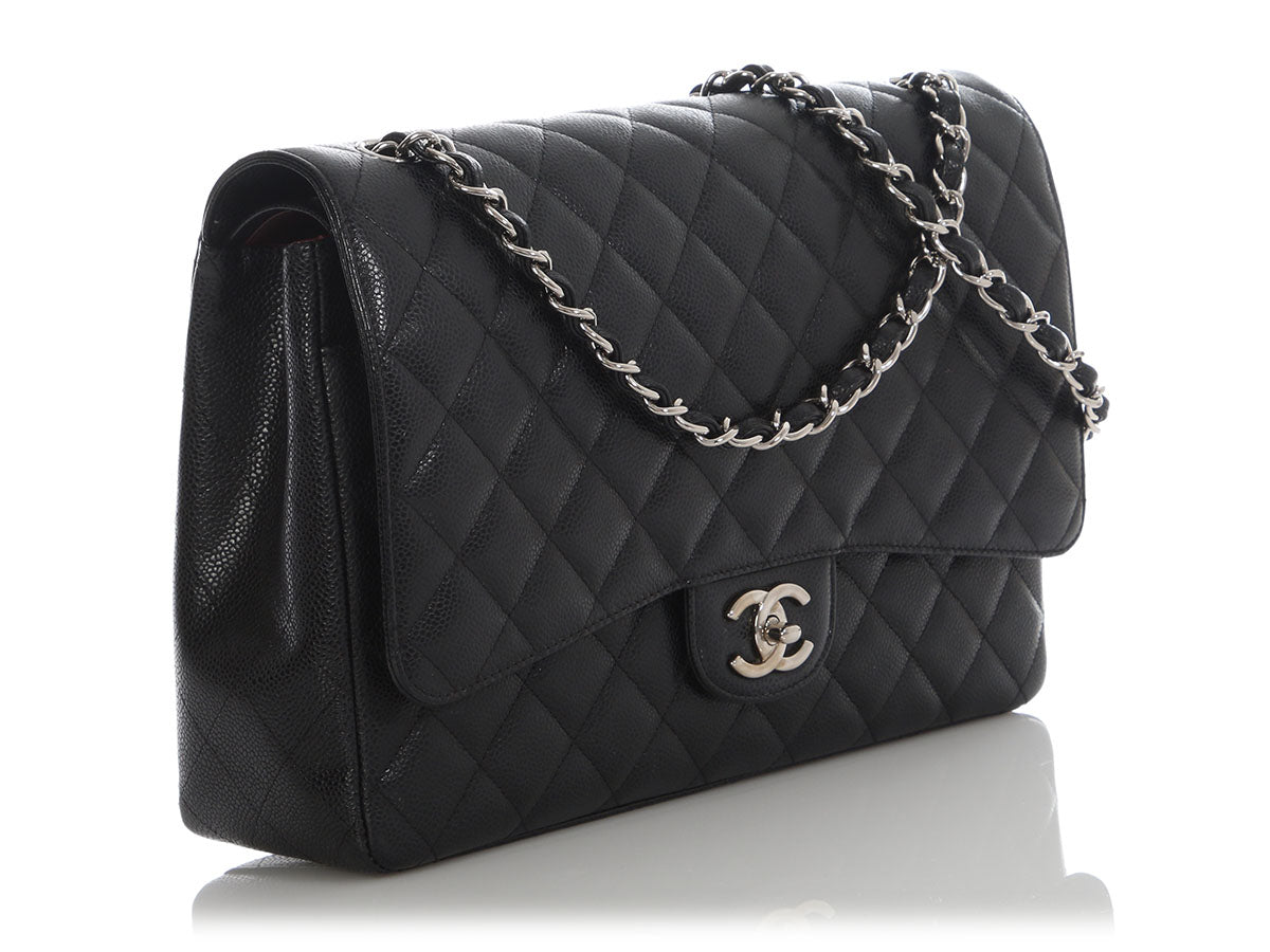 Chanel Maxi Black Quilted Caviar Classic Double Flap - Image 6