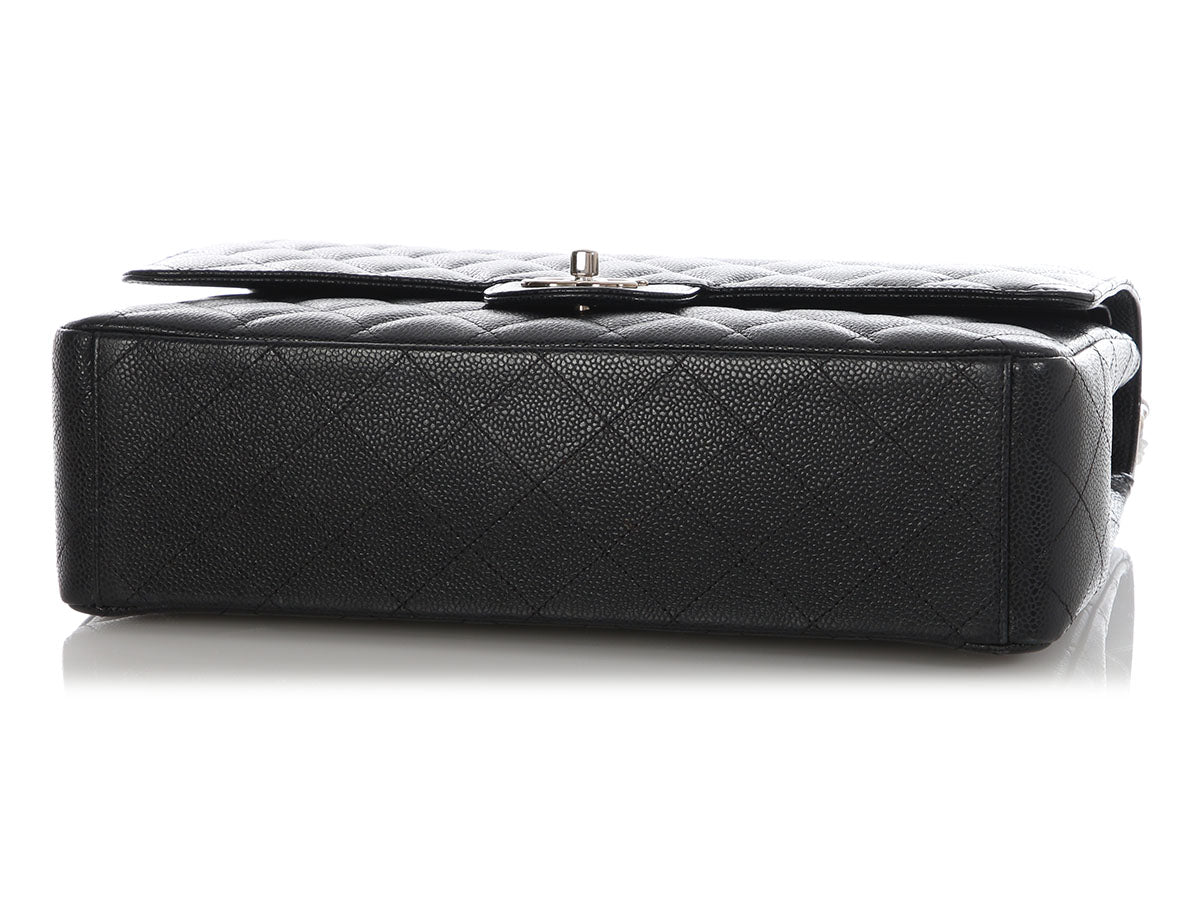 Chanel Maxi Black Quilted Caviar Classic Double Flap - Image 7