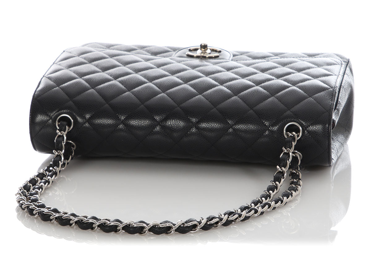Chanel Maxi Black Quilted Caviar Classic Double Flap - Image 8