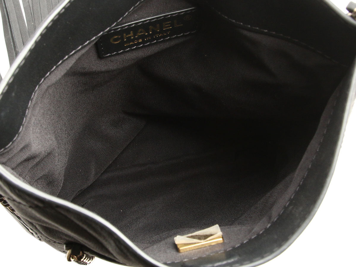 Chanel Small Black Calfskin Fringe Shopping Bag - Image 9