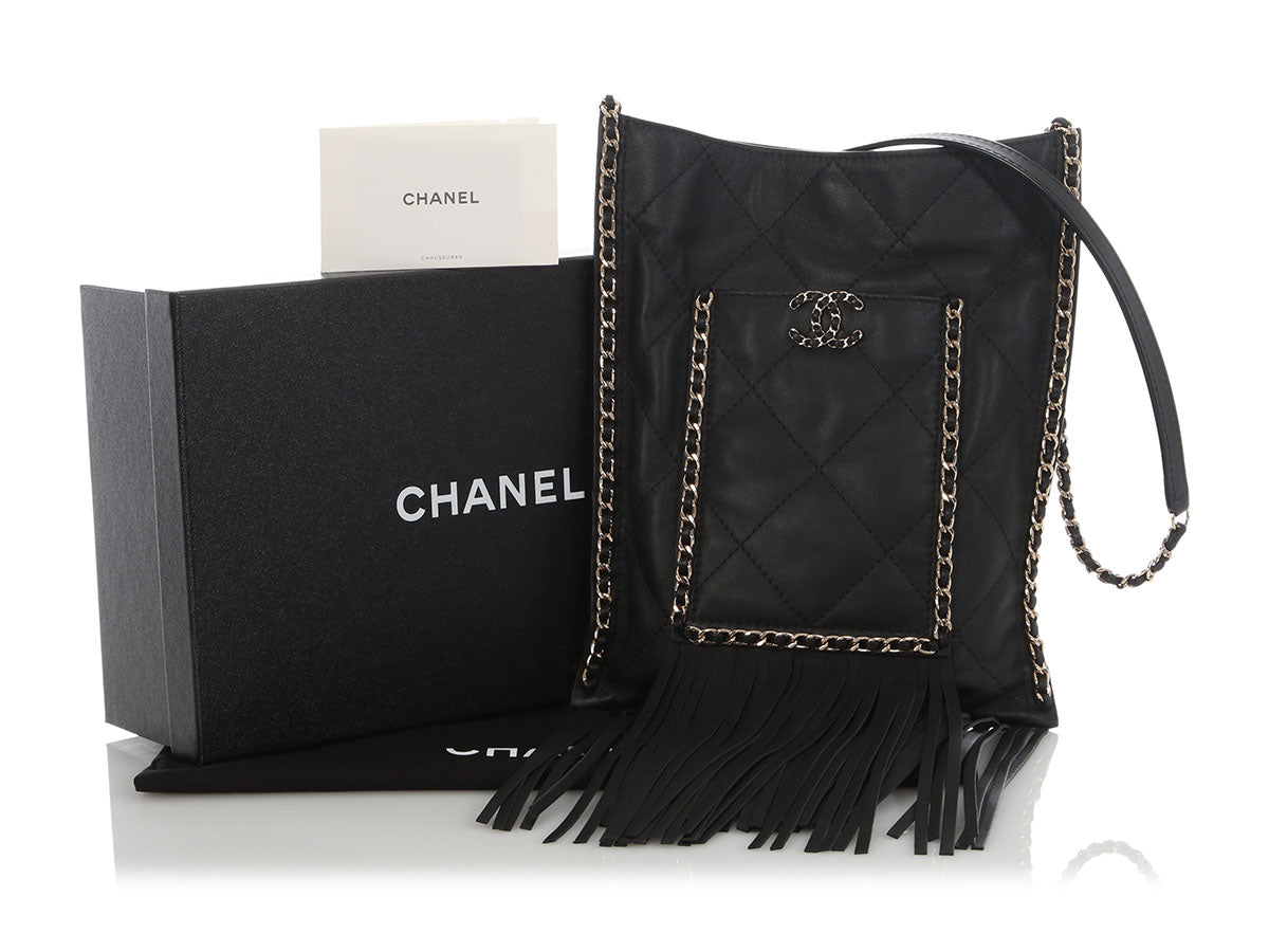 Chanel Small Black Calfskin Fringe Shopping Bag - Image 8