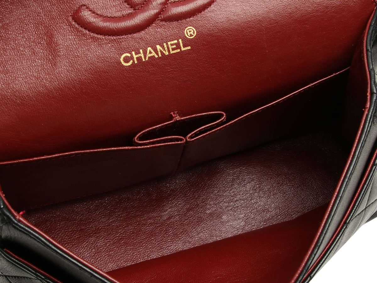 Chanel Vintage Medium Black Quilted Lambskin Classic Double Flap - Image 9