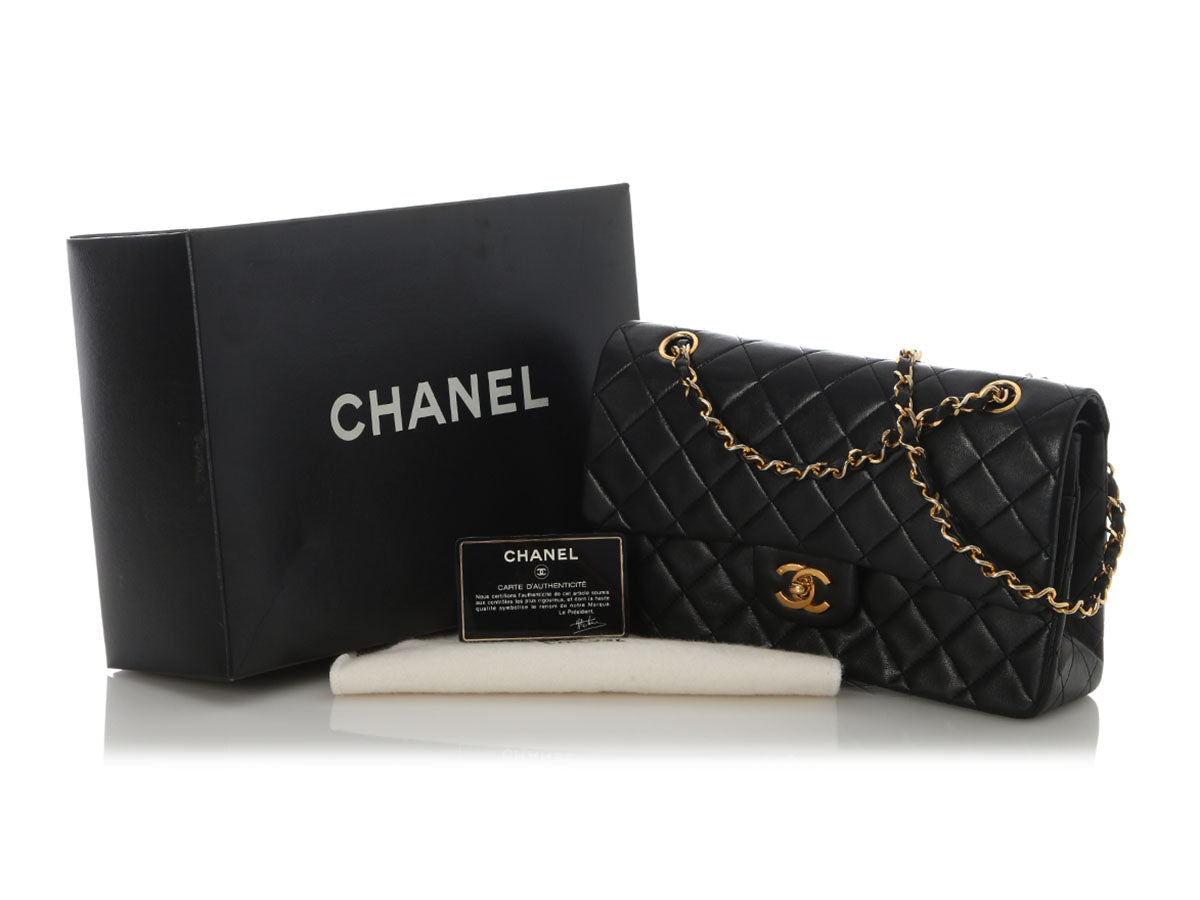 Chanel Vintage Medium Black Quilted Lambskin Classic Double Flap - Image 8