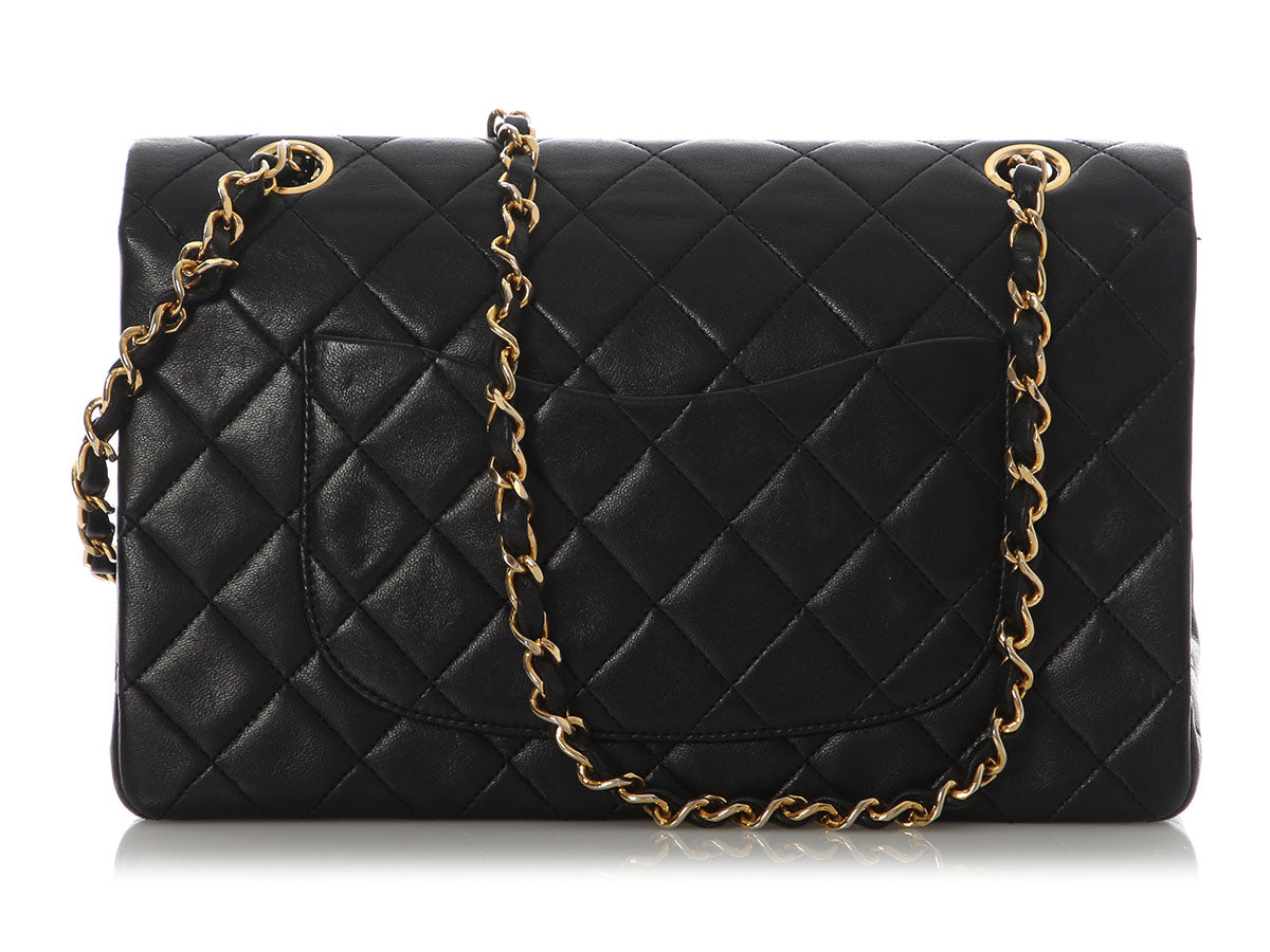 Chanel Vintage Medium Black Quilted Lambskin Classic Double Flap - Image 4