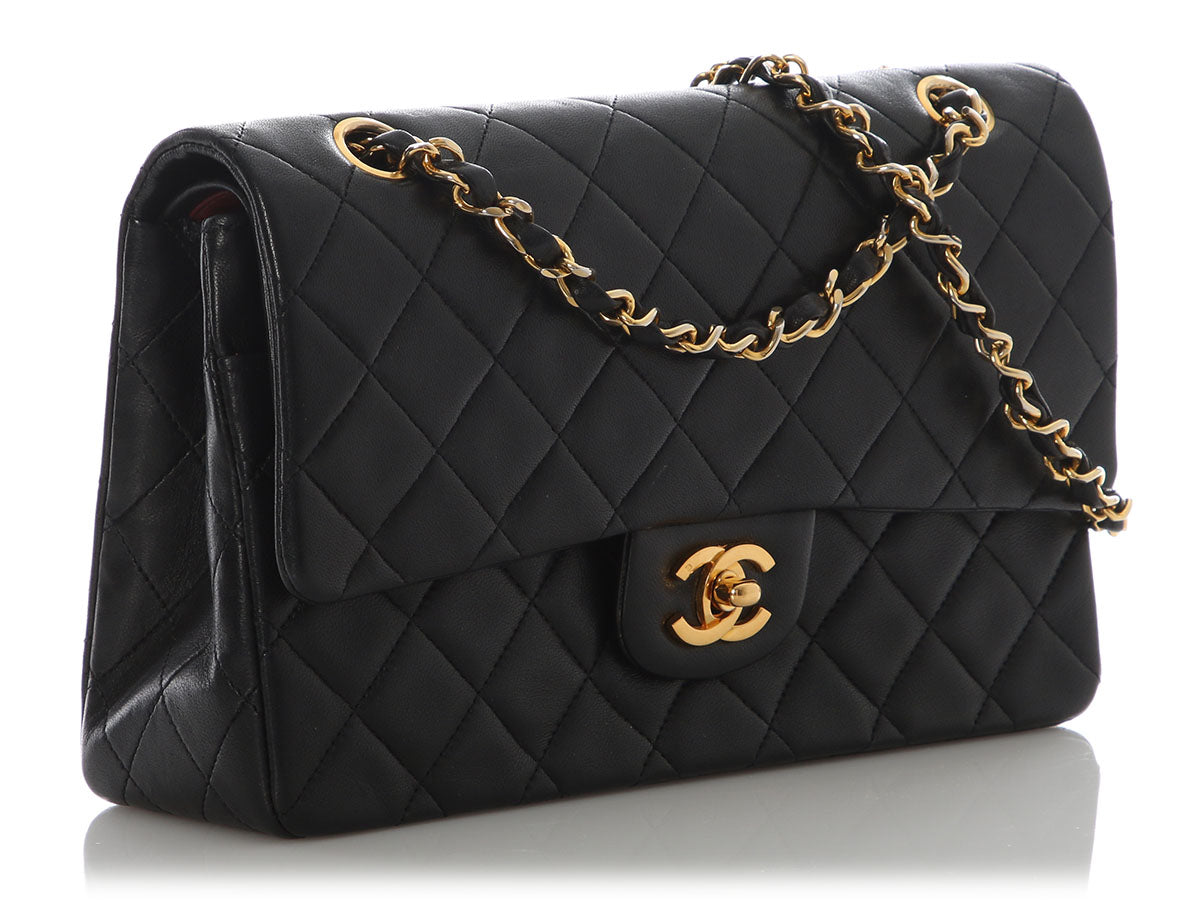 Chanel Vintage Medium Black Quilted Lambskin Classic Double Flap - Image 5