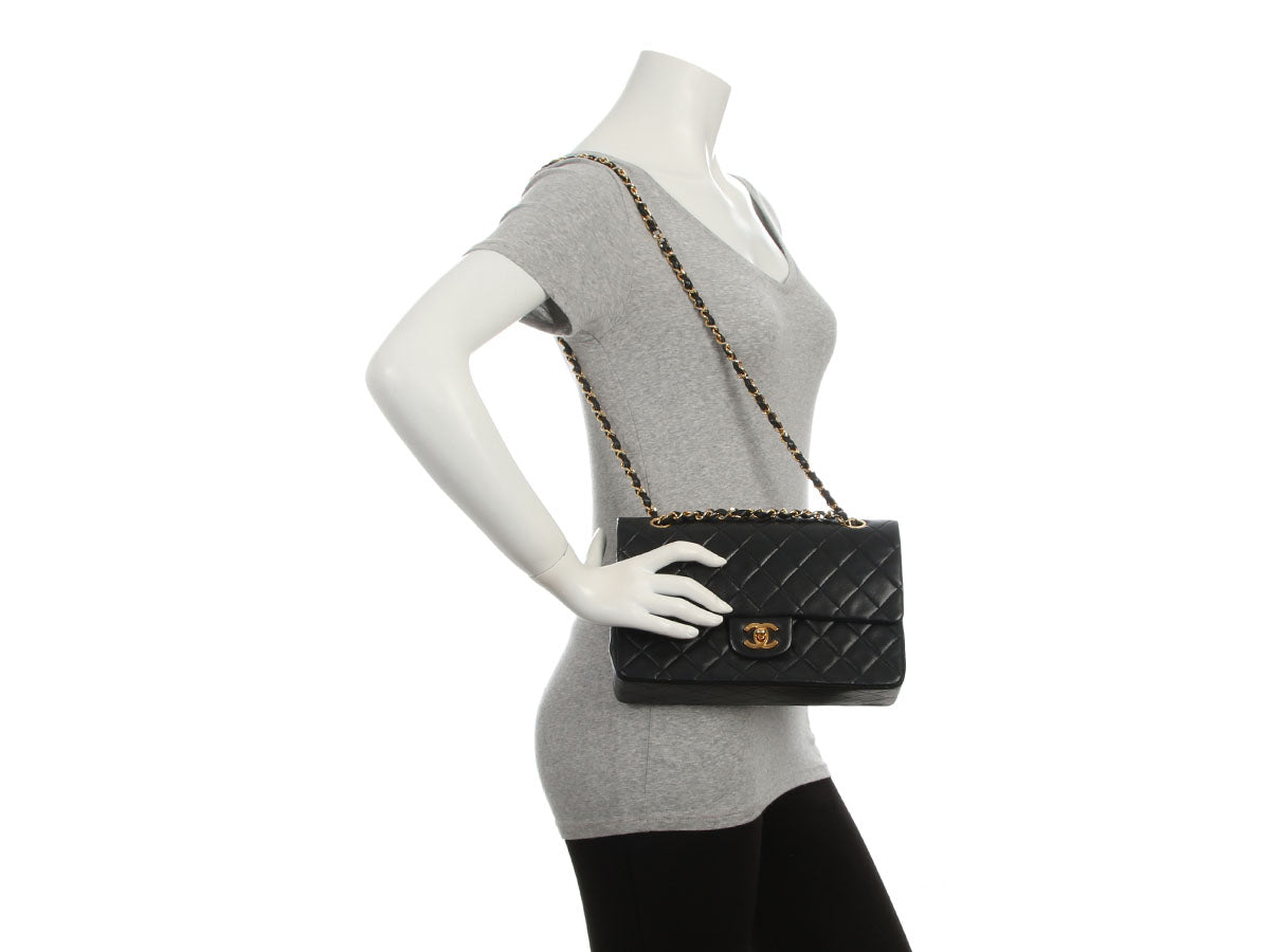 Chanel Vintage Medium Black Quilted Lambskin Classic Double Flap - Image 10