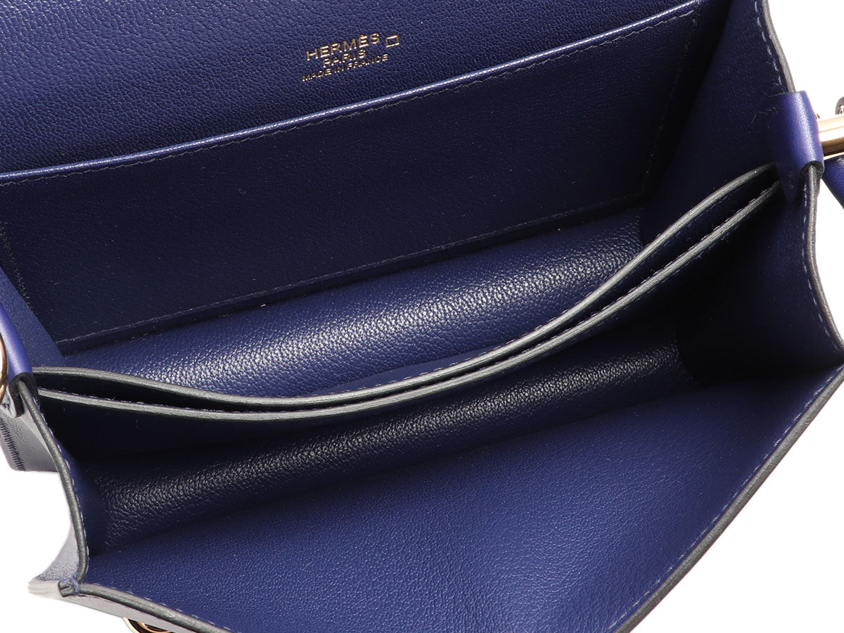 Hermès Bleu Encre Part Shiny Alligator Mini Roulis Touch 18 - Image 10